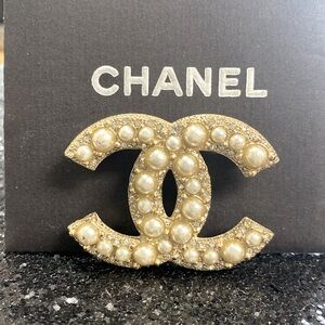 Authentic Chanel Gold Tone CC Brooch